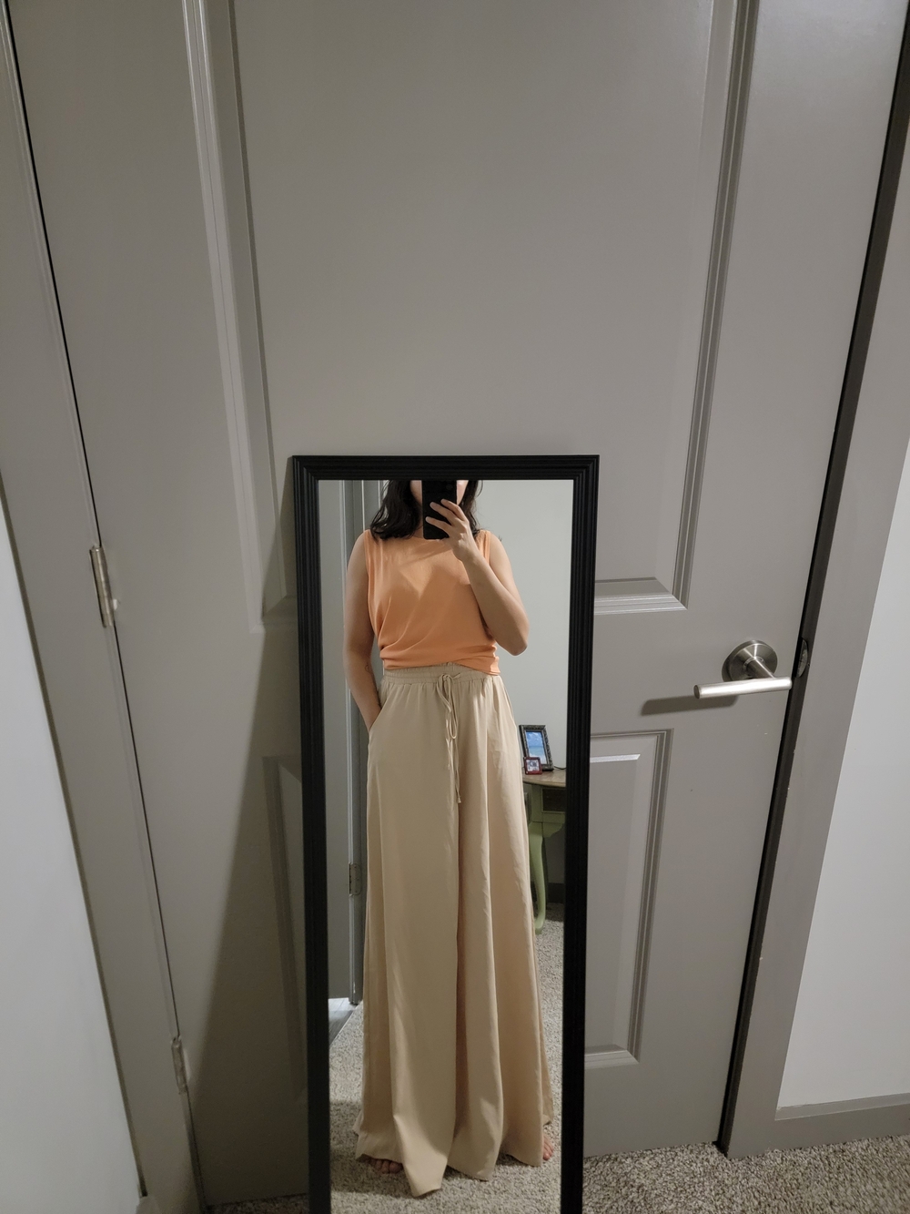 Cream Wide-Leg Pants